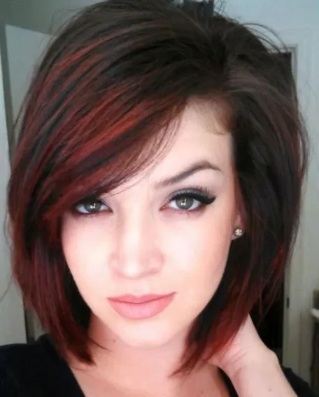 11. Wild and Red A-Line Haircut
