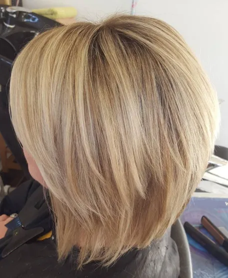 3. Two-Tiered Brown Blonde Bob
