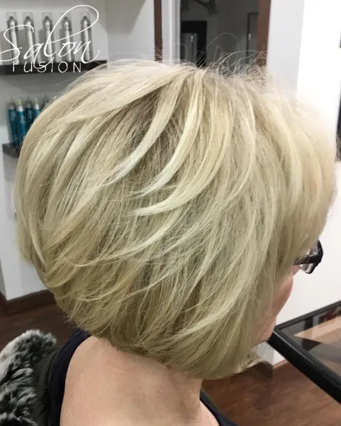 10. Blonde Bob with Angled Layers
