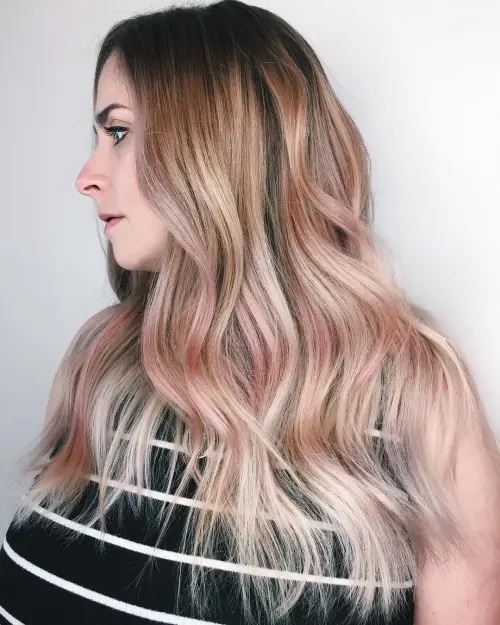 11. Long Hair with Subtle Rose Balayage
