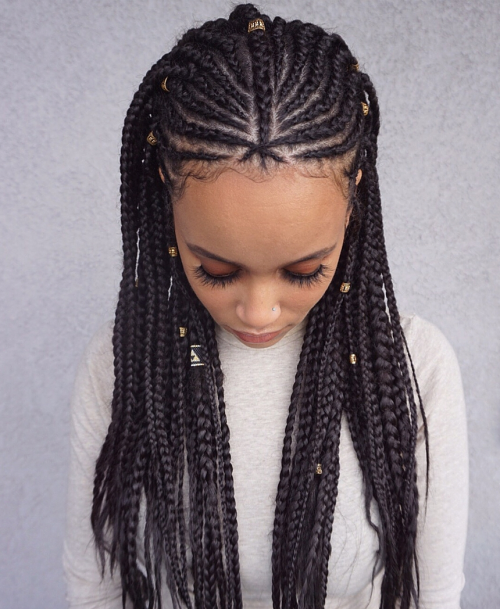 2. Nubian Princess Fulani Braid Pullback
