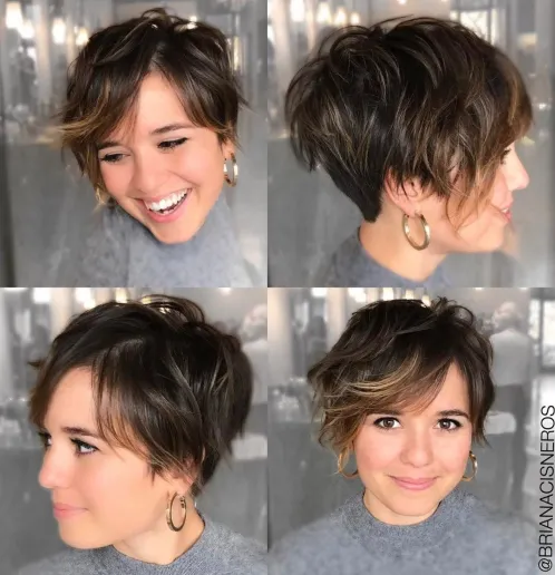 6. Long Wavy Pixie with Nape Undercut
