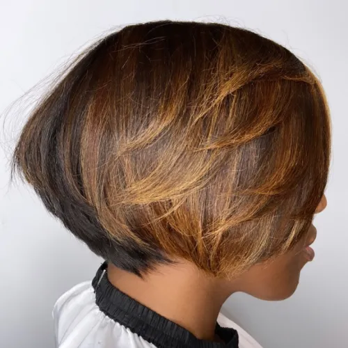 21. Black Bob with Brown Balayage
