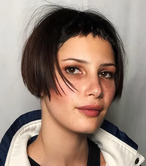 22. Ear-Length Bob with Micro Bangs
