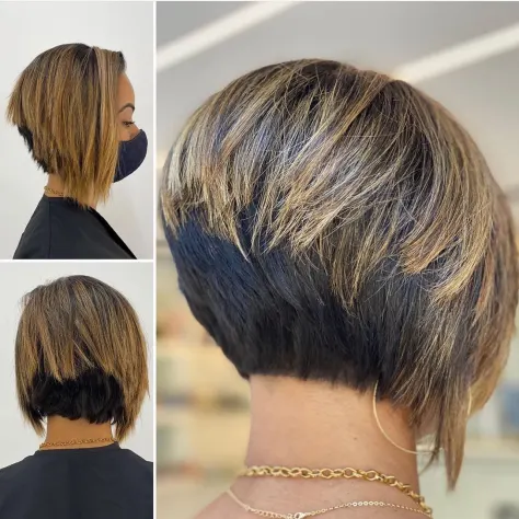 3. Stacked and Angled Two-Tone Bob
