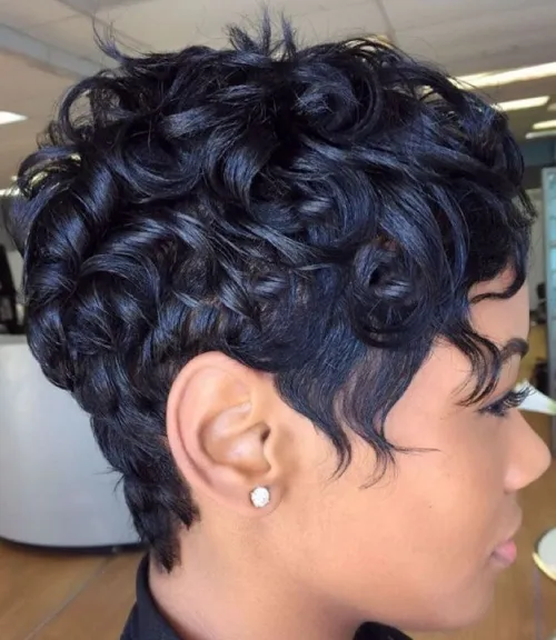 13. Curly Layered Short Pixie
