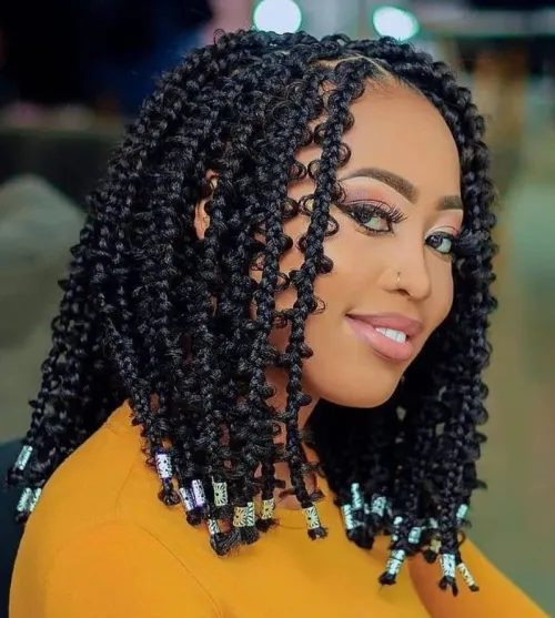 3. Creative Box Braids with Beads
