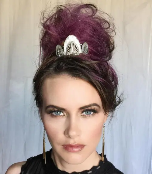 8. Crowned with a Colored Bun
