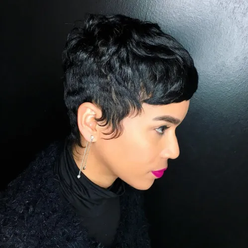 4. Delicate Short Black Pixie Cut
