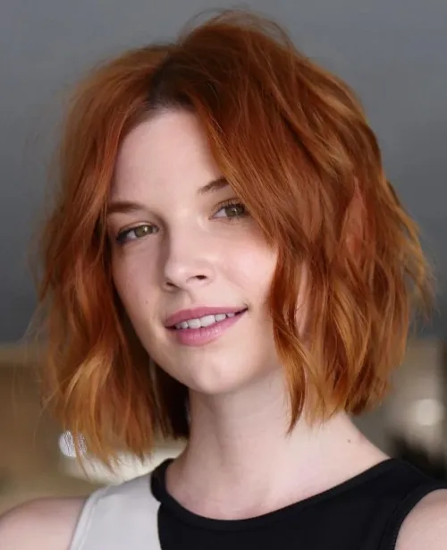 3. Wavy Copper Bob
