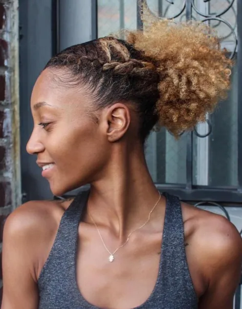 9. Black to White Ombre Ponytail Updo
