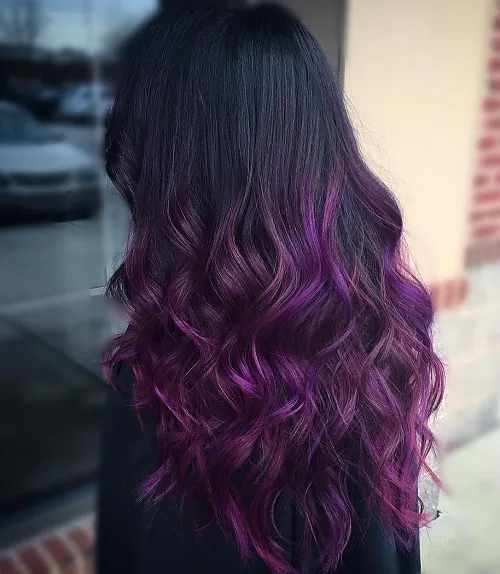 4. Long Black and Purple Curls
