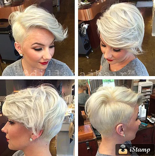 1. Platinum Blonde Pixie with Side Bang
