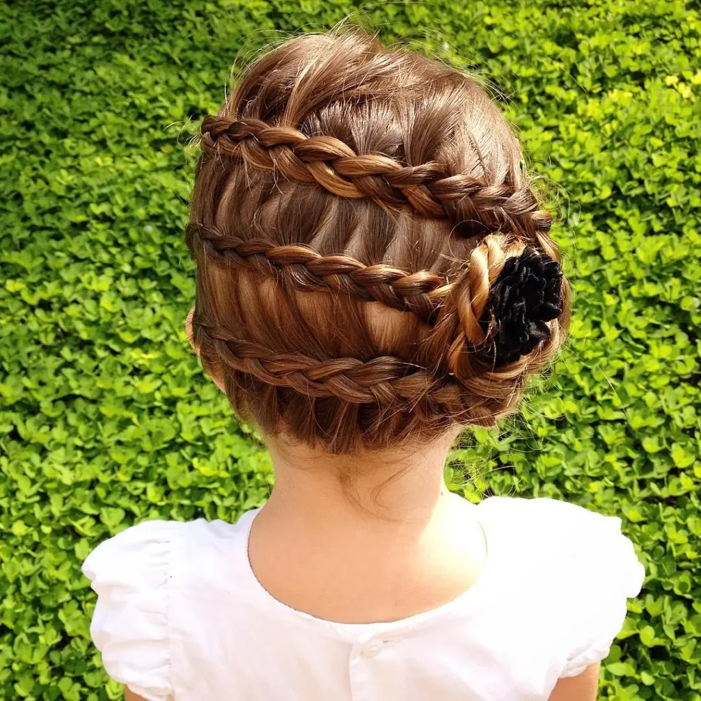 4. Triple Lace Braid with Rosette
