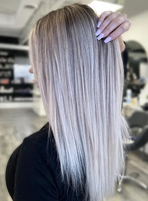 5. Platinum Blonde Balayage Highlights
