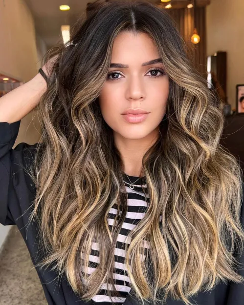 3. Blonde Balayage on Dark Brown Hair
