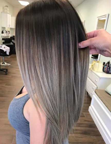 13. Silver Gray Balayage Ombre Hair
