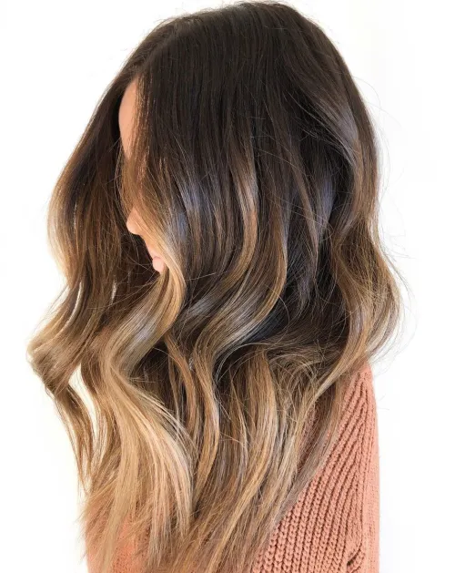 5. Low-Gradient Balayage on Dark Brown Hair
