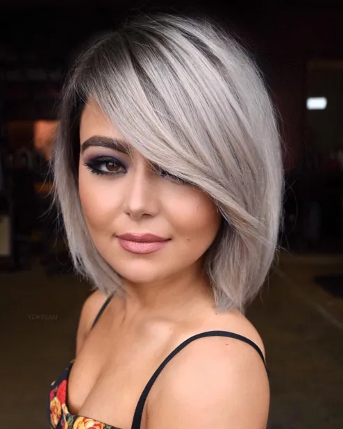 11. Textured Bob with Shadow Roots
