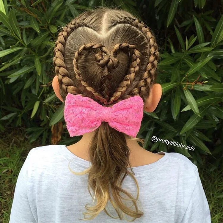 6. Heart Braids and Ponytail
