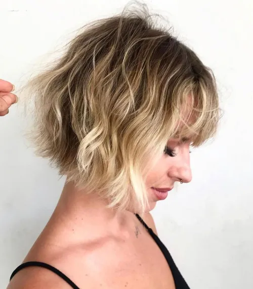 . Short Wavy Bob with Bangs