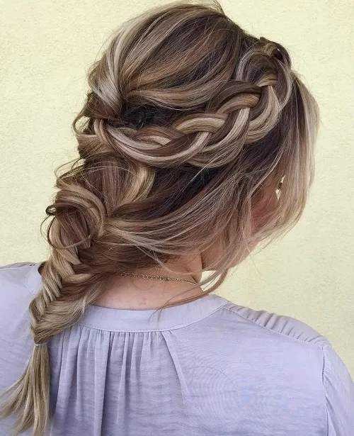 6. Two-Tone Braided Updo
