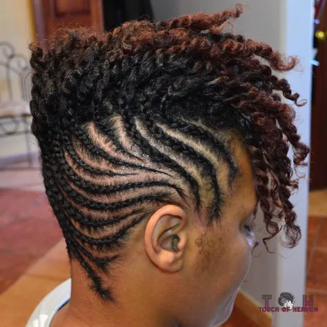 11. Curly Cornrow Updo Hairstyle
