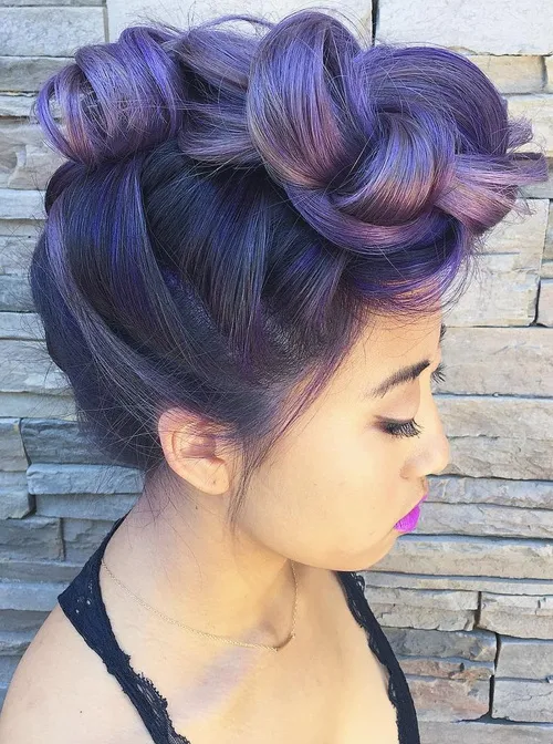 7. Lavender Mohawk Braid Updo
