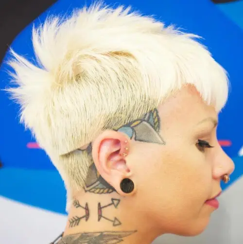 12. Bleached Blonde Buzzed Pixie Cut
