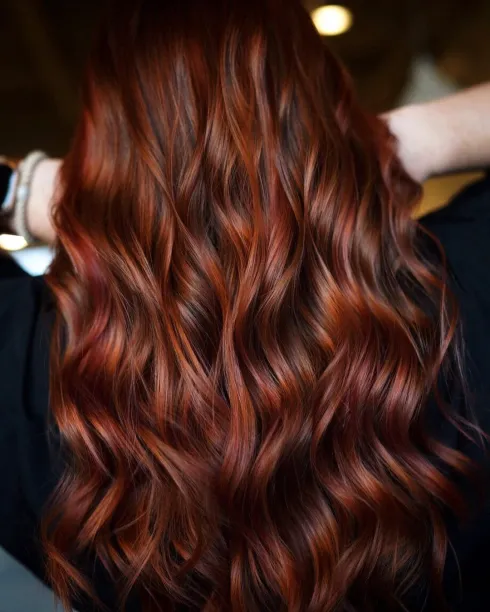 6. Cinnamon Brown and Auburn Balayage
