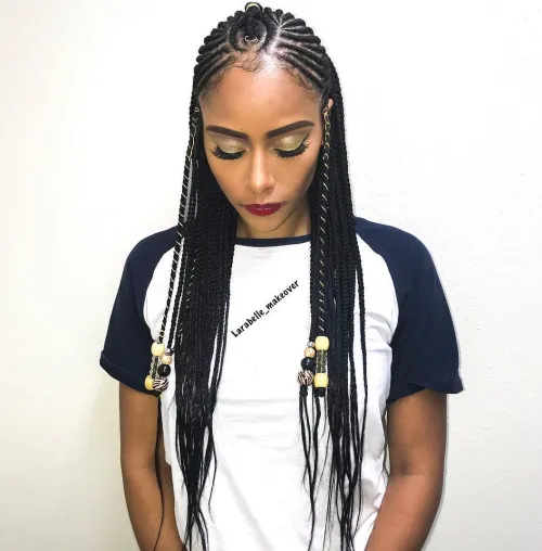 8. Youthful Fulani Crown with Horizontal Braids
