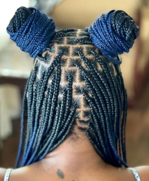 8. Block Braids Half Down Style
