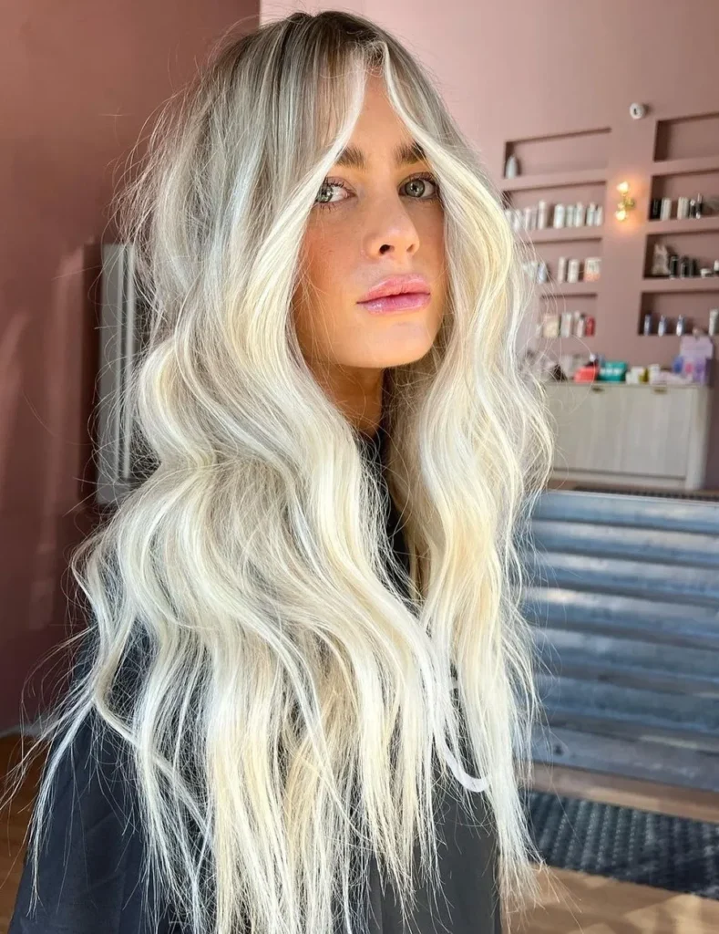 8. Icy Blonde Balayage with Lowlights
