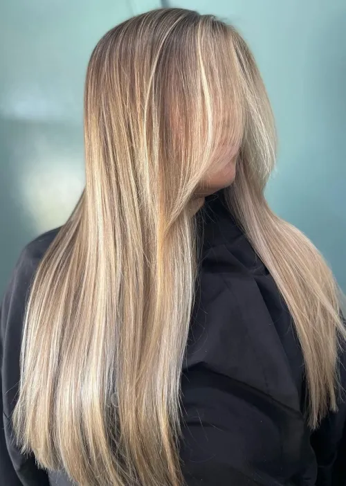 8. Blonde Balayage on Straight Hair
