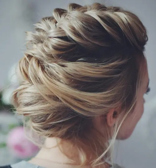 14. Soft Braided Updo for Prom
