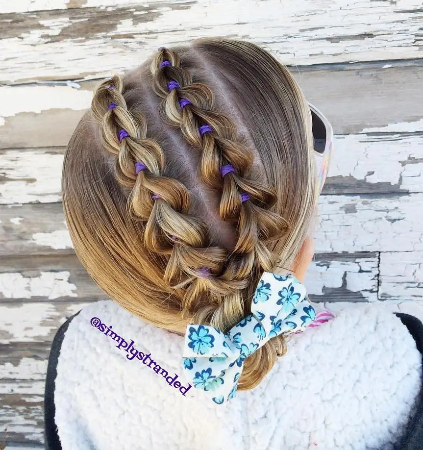 8. Diagonal Pull-Through Braids for Girls
