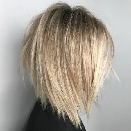 13. V-Cut and Razored Blonde Bob
