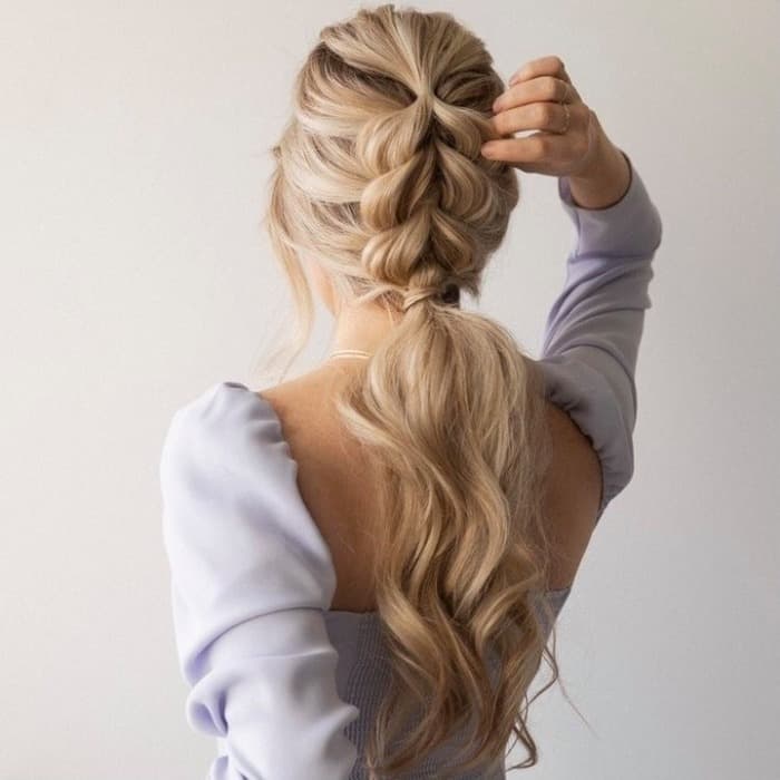 Dutch Braid Low Ponytail
