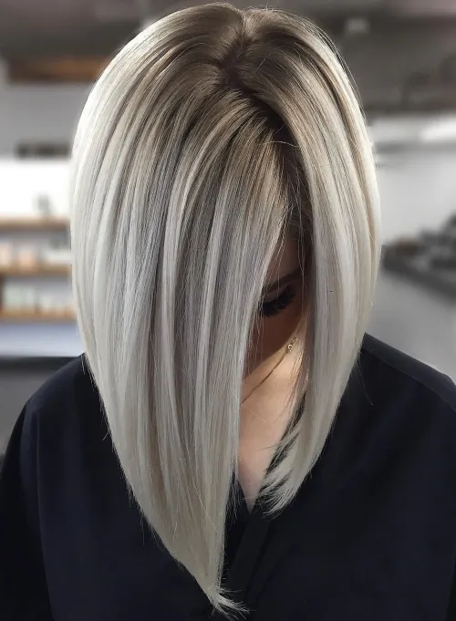 18. Sleek and Glossy Blonde Balayage Bob
