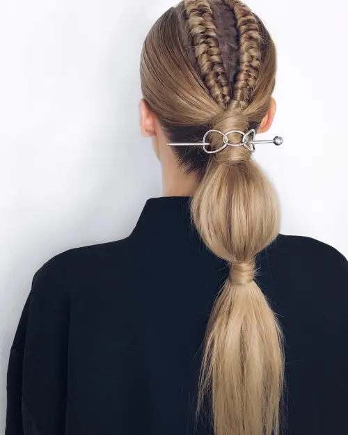 9. Graded Ponytail with a Butterfly Clasp
