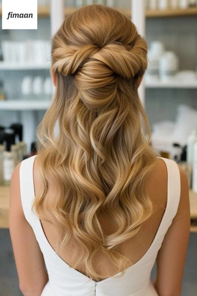 7. Half-Up Bun for Thick Braids