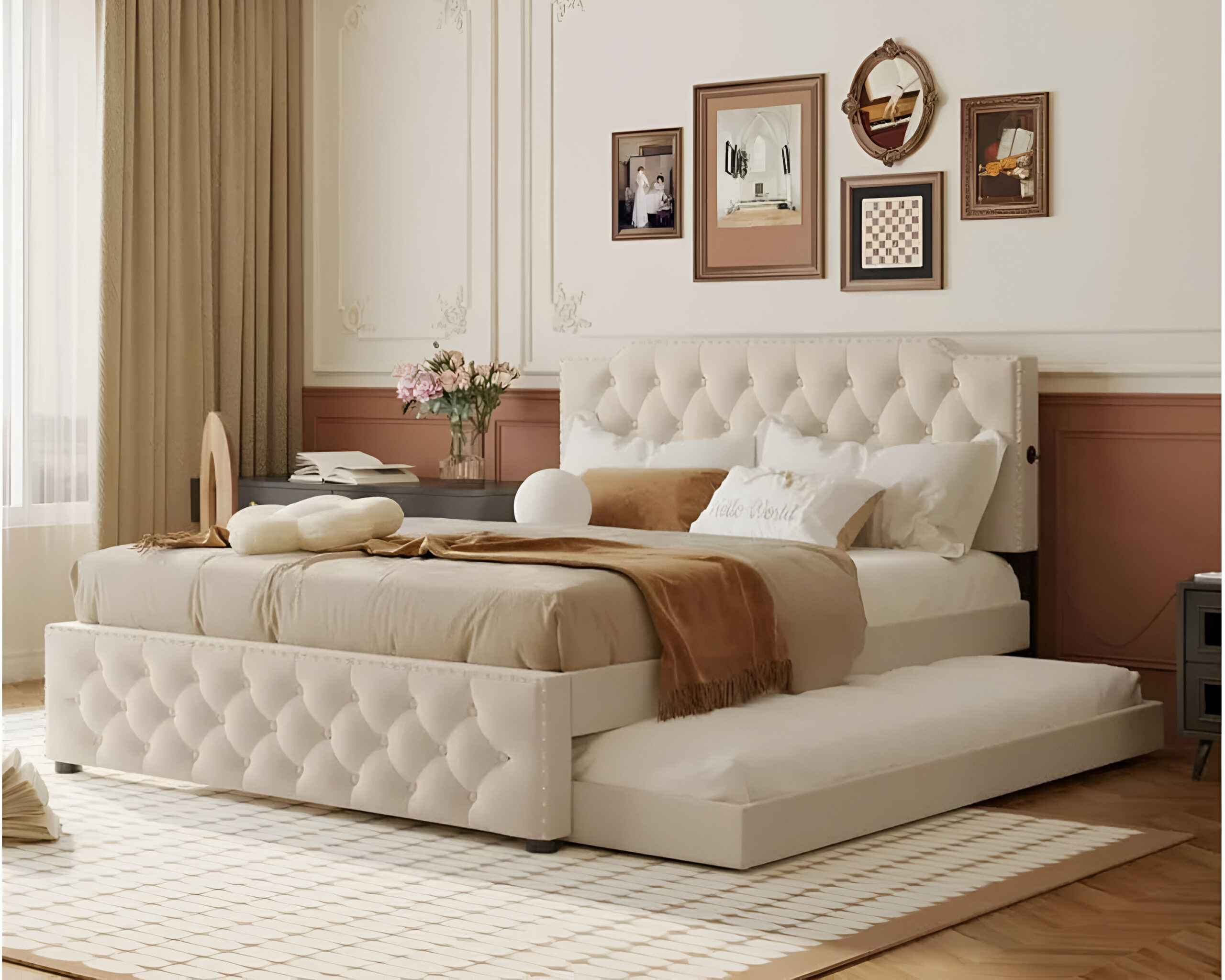 Queen Size Modern Minimalist Upholstered Double Bed