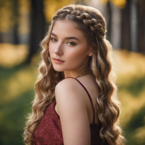 Dutch Braid Crown with Loose Curls