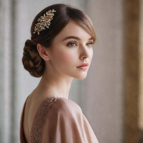 Elegant Low Chignon with Side-Swept Bangs