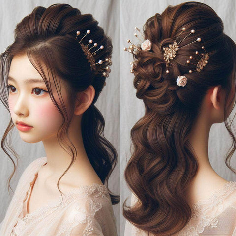 Half-Up Bouffant with Vintage Pins