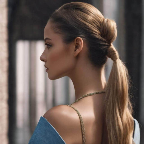 Sleek Low Ponytail with Hair Wrap